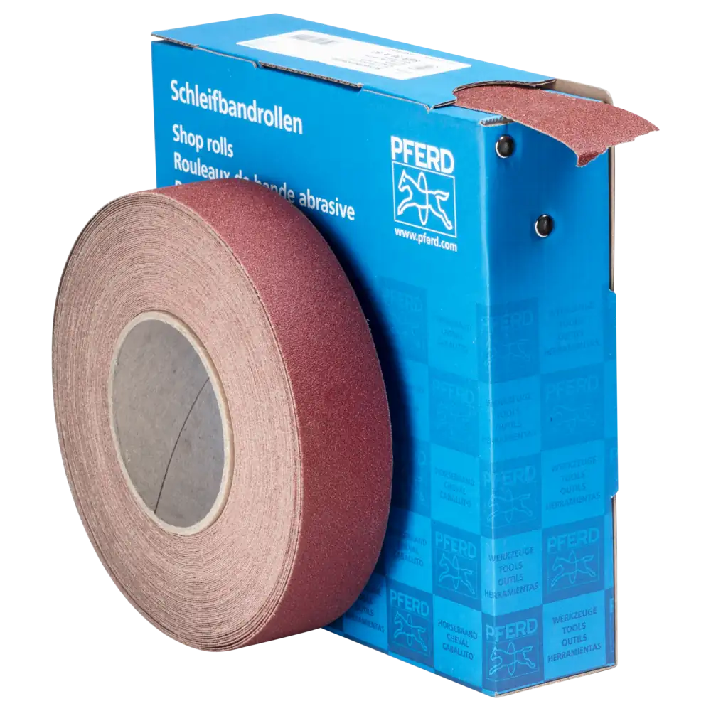 PFERD TOOLS Korund Schleifbandrolle Gewebe SBR Breite 38mm für universelle Anwendung