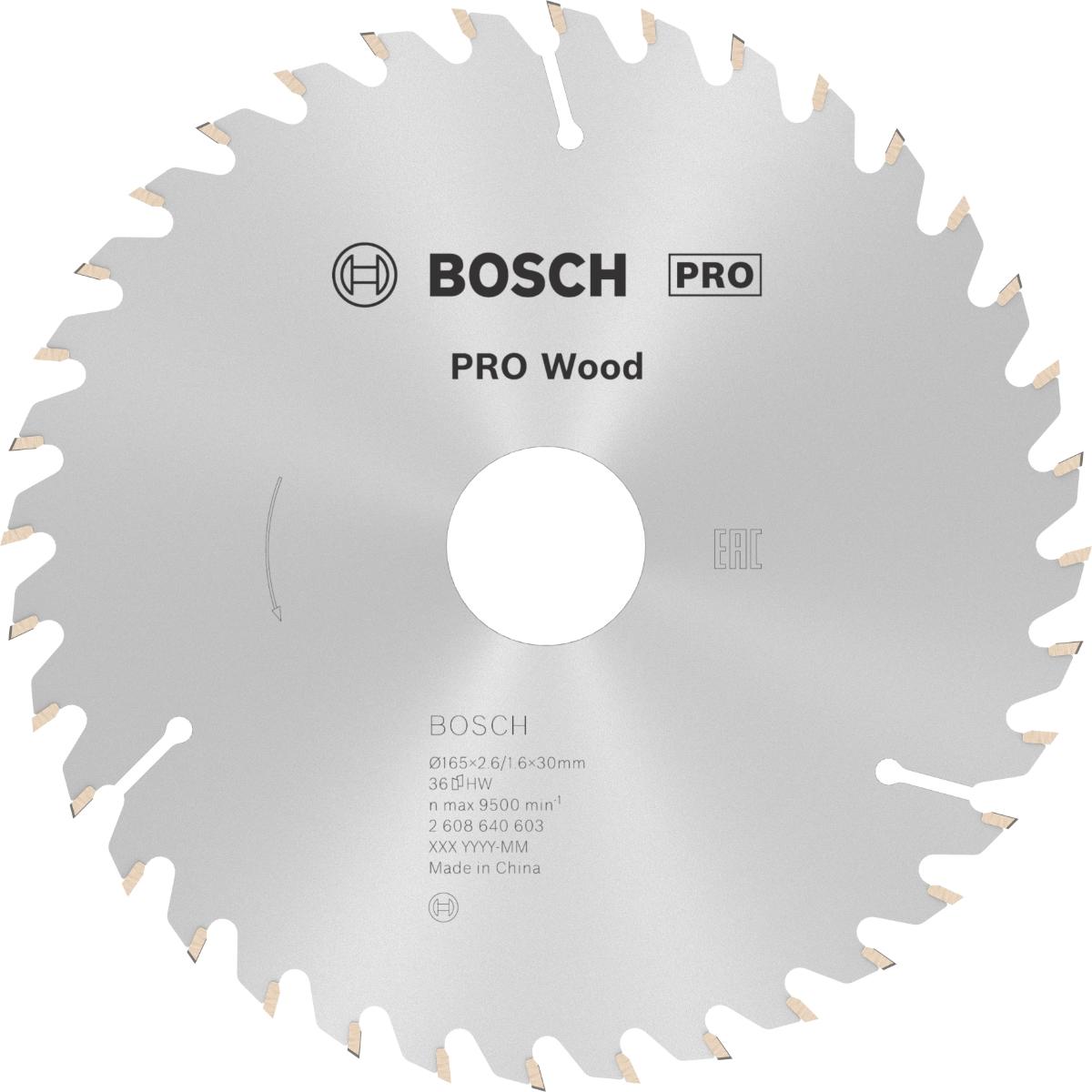Bosch PRO Kreissägeblatt Optiline Wood für Handkreissägen ø 165 mm, 30 mm Bohrung