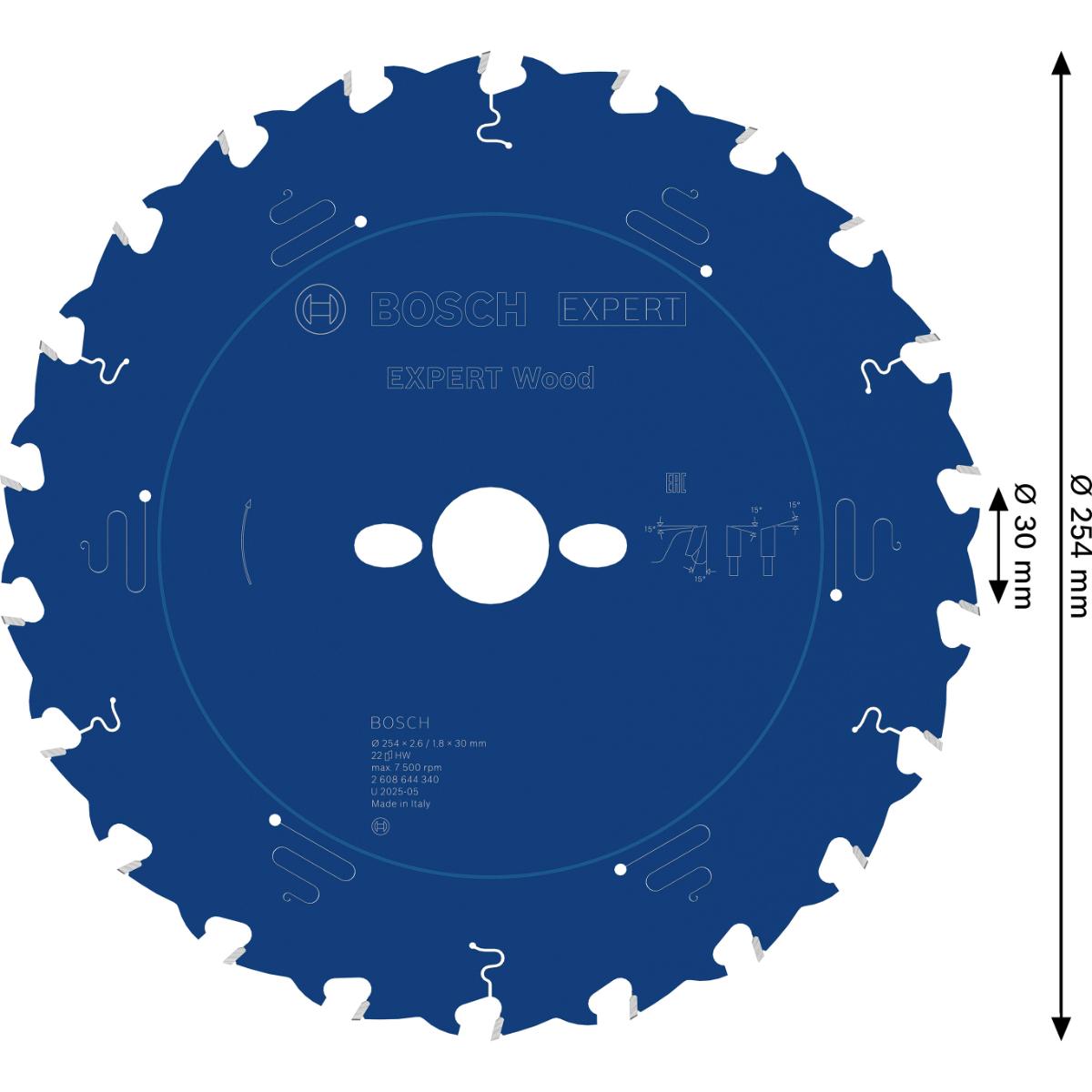 Bosch Kreissägeblatt Expert for Wood ø 254 mm
