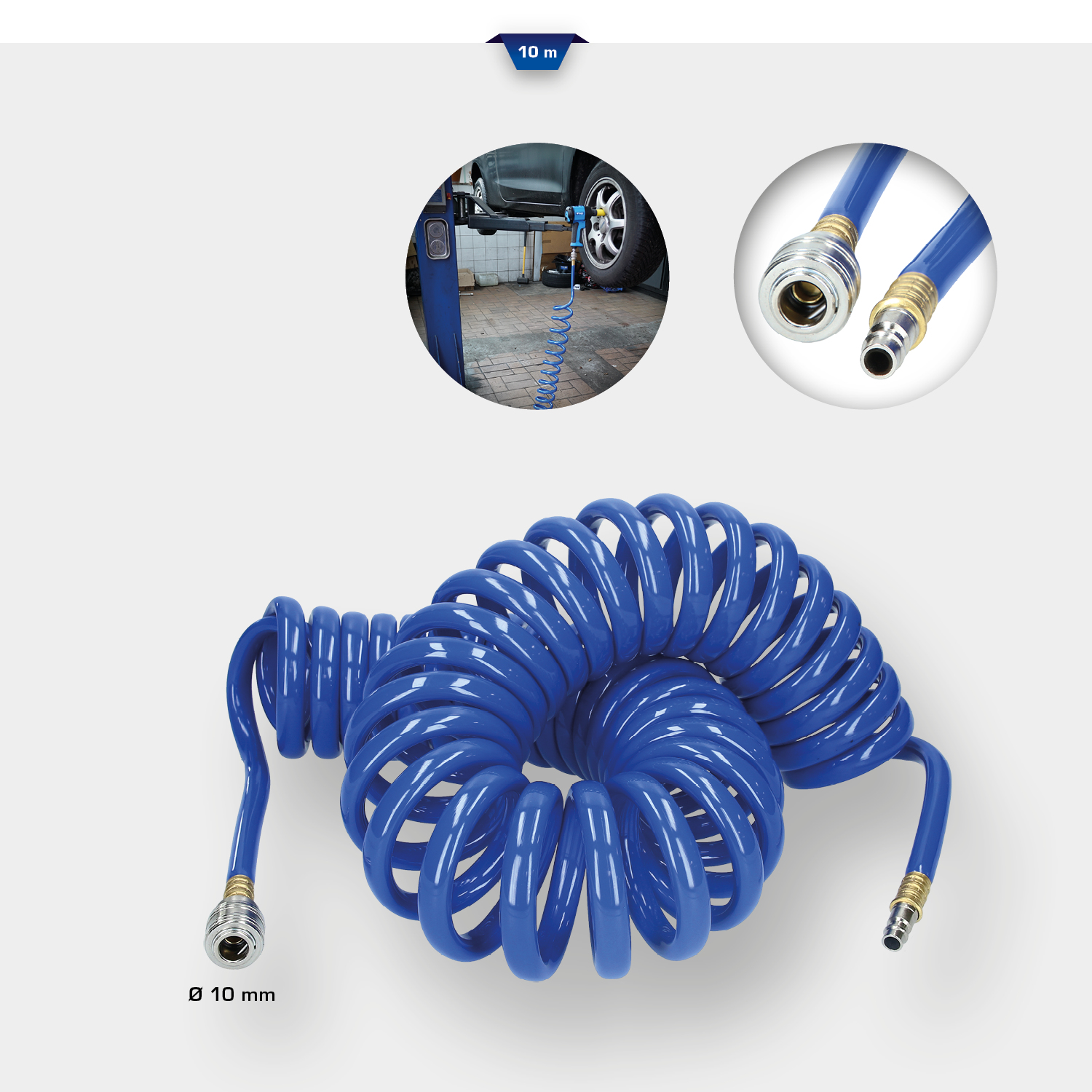 Brilliant Tools Druckluft-Spiralschlauch Ø 10 mm, 10 m