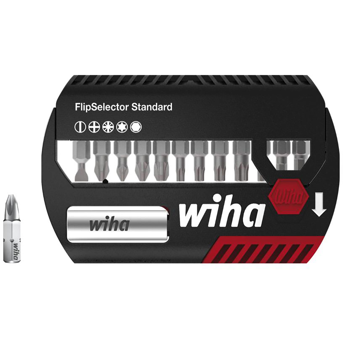 Wiha Bit Set FlipSelector Standard 25 mm gemischt 13-teilges Set 1/4 zoll C6,3 - 10 Stück