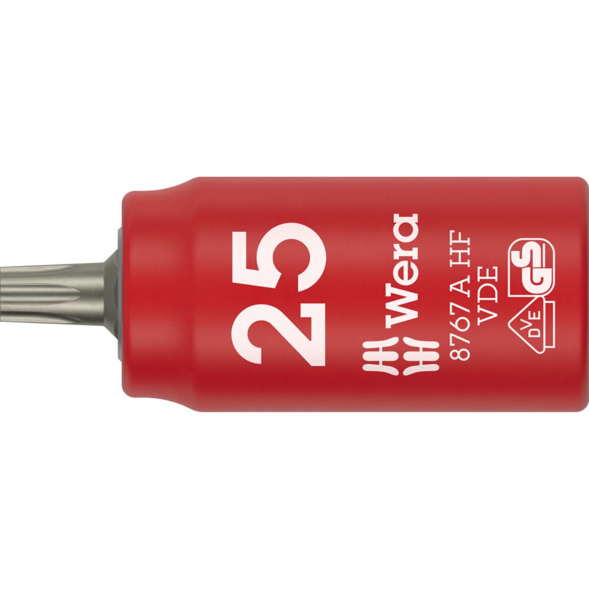 Wera 8767 A VDE HF TORX® Zyklop Bitnuss, isoliert, mit 1/4 zoll-Antrieb, mit Haltefunktion, TX 25 x 36 mm