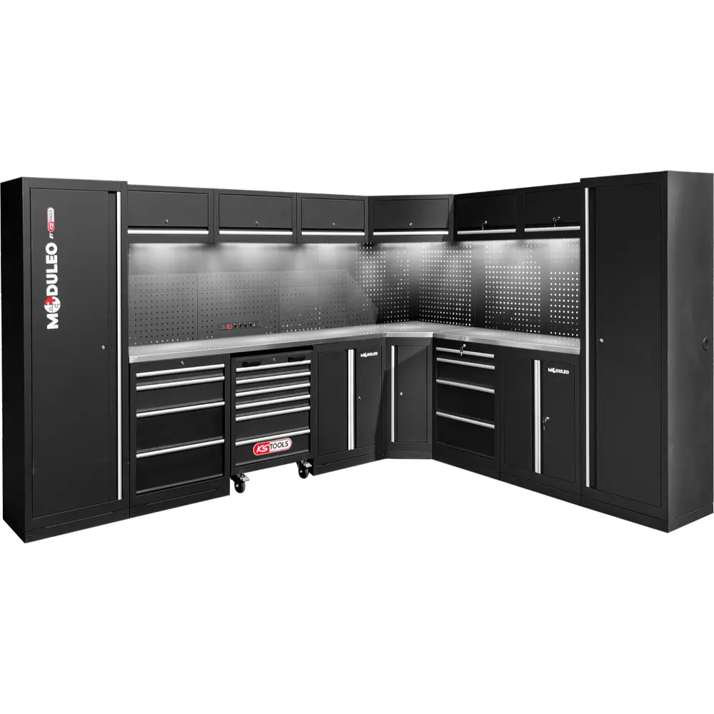 KS TOOLS Werkstatt-Schranksystem, L-Form, 3400 x 2720 mm, Variante 2