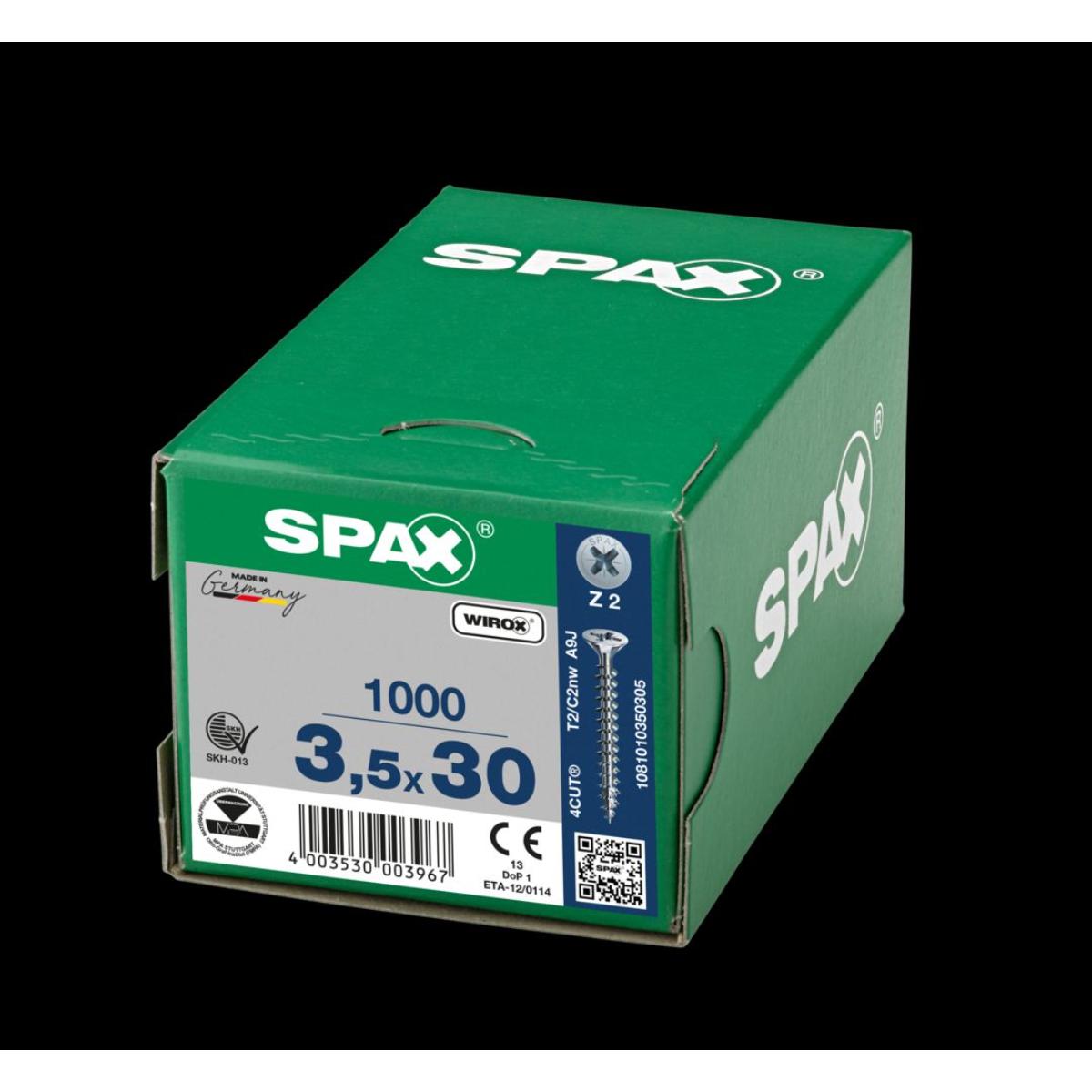 SPAX Senkmultikopf Bremsrippen Kreuzschlitz Z2 Vollgewinde WIROX, 1000 Stück