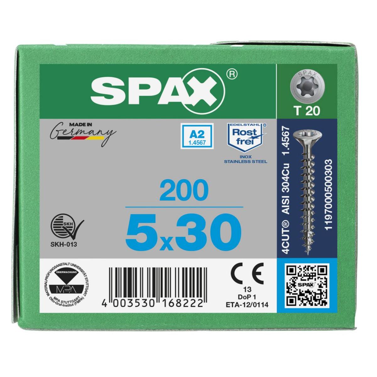 SPAX A2 Senkmultikopf T-Star Plus T20 Vollgewinde, 200 Stück
