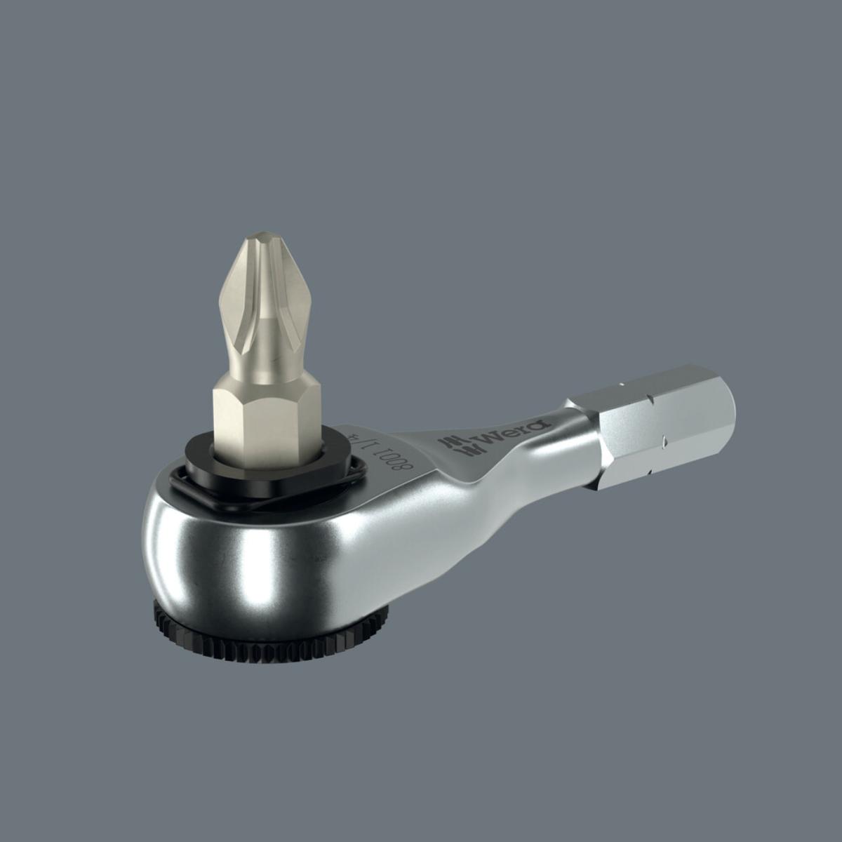 Wera 8011 Zyklop Mini 4 Bit-Ratsche, 1/4 zoll, 1/4 zoll x 50 mm