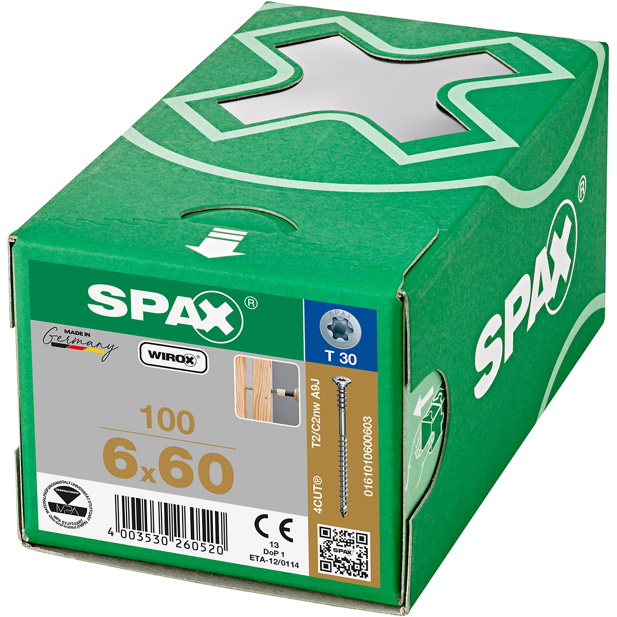 SPAX Justierschraube Flachkopf T-Star Plus T30 Halterillen 4Cut WIROX, 100 Stück