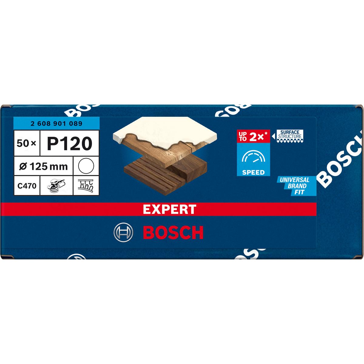 Bosch Expert C470 Schleifpapier für Exzenterschleifer ohne Löcher - 50 Stück
