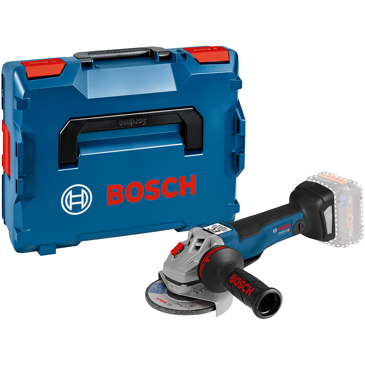 Bosch Akku-Winkelschleifer GWS 18V-10 PSC, Solo Version, GCY 30-4, L-BOXX