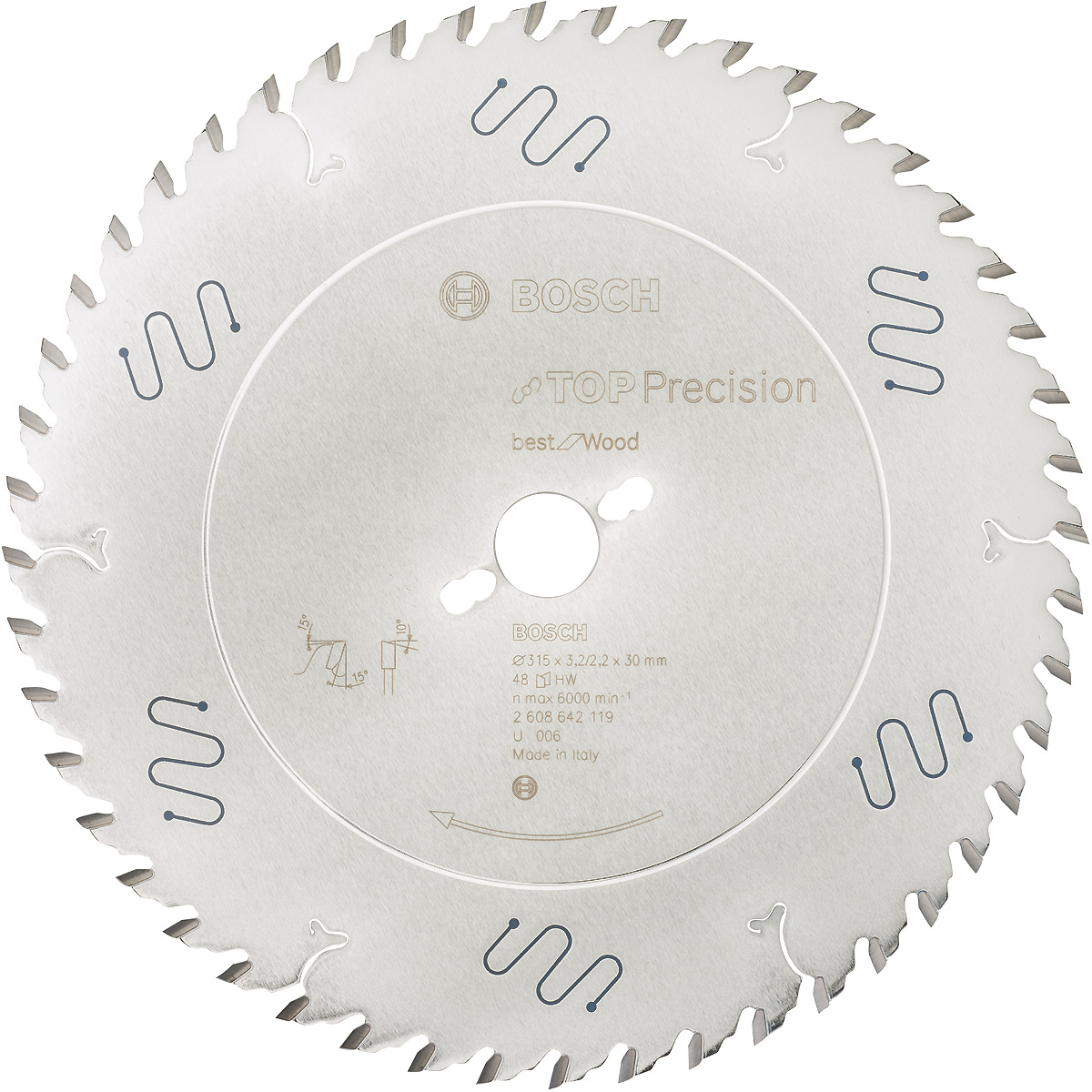 Bosch Kreissägeblatt Top Precision Best for Wood, 315 x 30 x 3,2mm, 48 Zähne