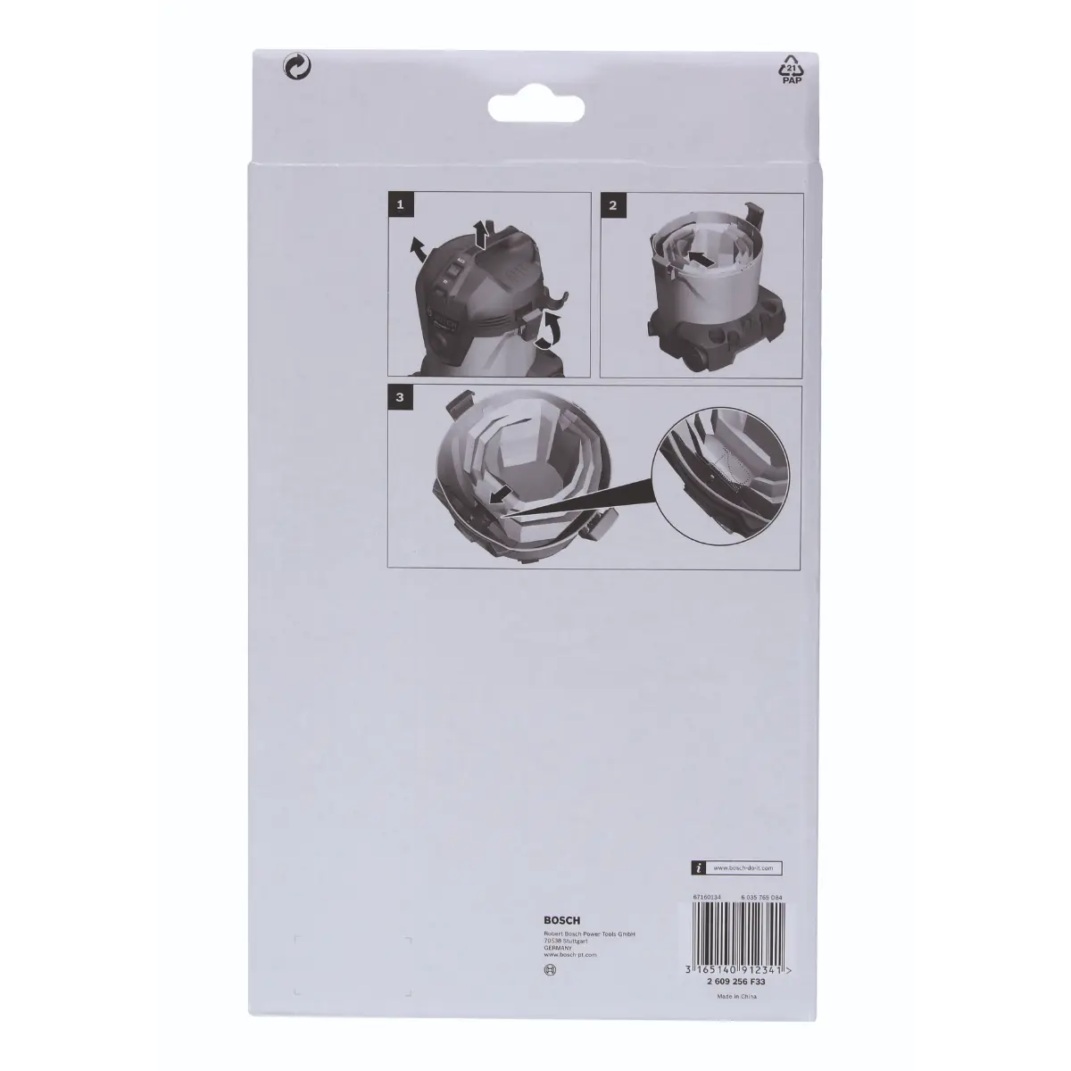 Bosch Papierstaubbeutel für AdvancedVac 20, 5er Pack