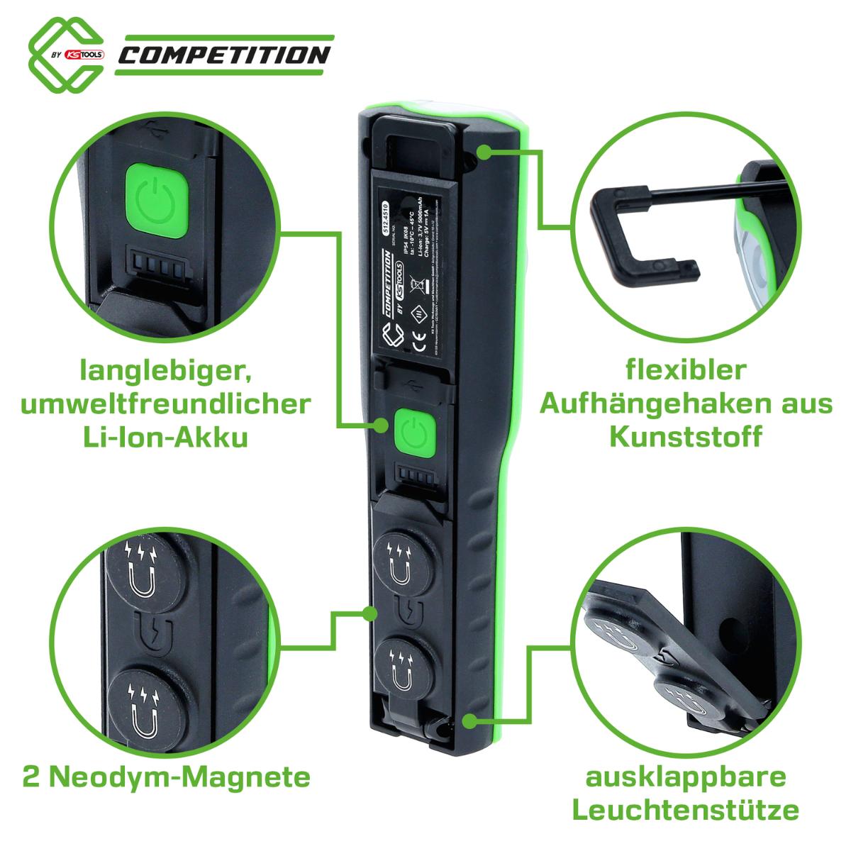 COMPETITION LED-Arbeitsleuchte, dimmbar, 1200 Lumen, mit Ladestation