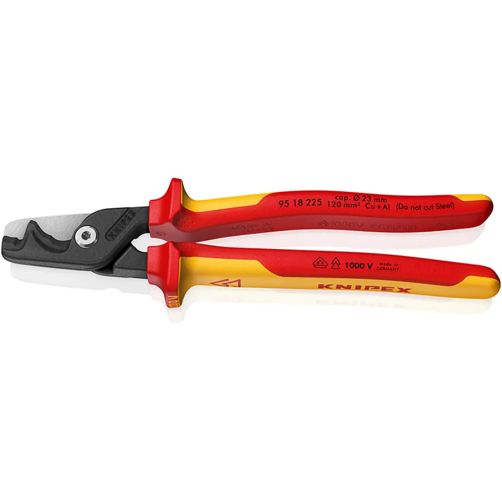 KNIPEX StepCut XL Kabelschere mit Stufenschnitt, VDE-geprüft brüniert 225 mm