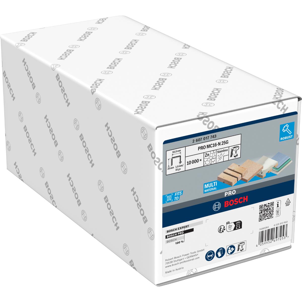 Bosch PRO MC16-N 25G Kronenklammerr mit mittlerem Rücken, 1,6/16 g, 25 mm, 10000-Stück