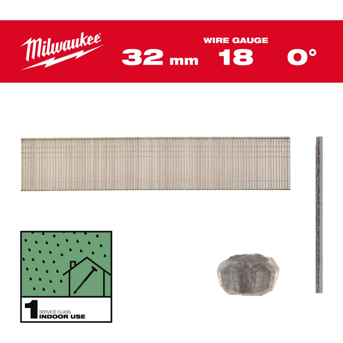 Milwaukee Stauchkopf-Nägel 18 Gauge für M18CN18GS Verzinkt