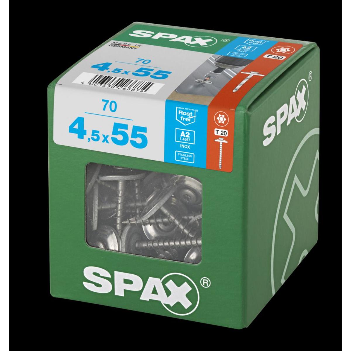 SPAX Spenglerschraube A2 T-Star Plus T20 4Cut 4,5 x 55 mm XL, 70 Stück