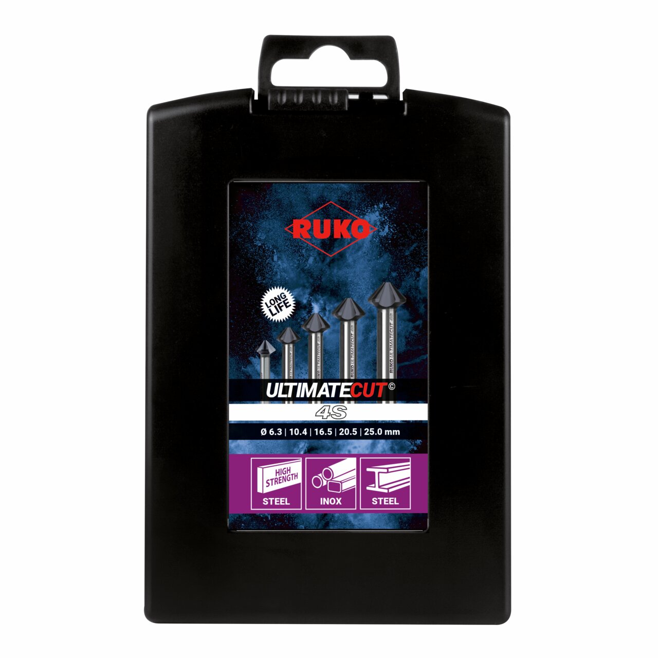 RUKO ULTIMATECUT Kegelsenker 4S BOOST, HSS-Co 5, RUnaTEC, ähnlich DIN 335, 90°, 3-Flächenschaft - 6-tlg.