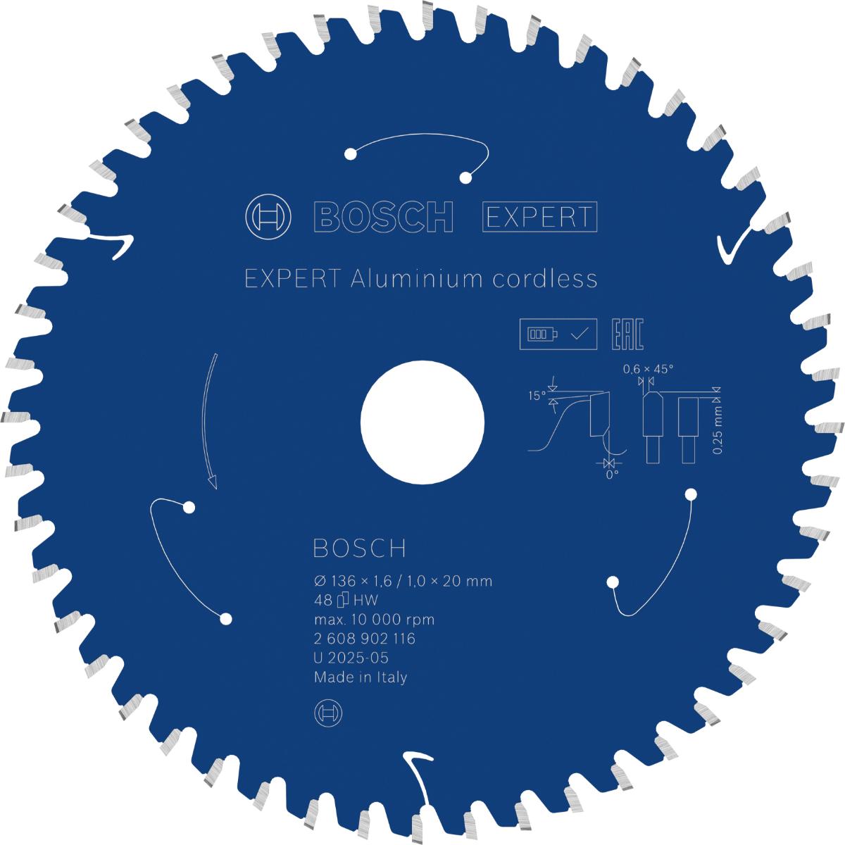 Bosch EXPERT Aluminium Kreissägeblatt, 136x20 mm, Z48