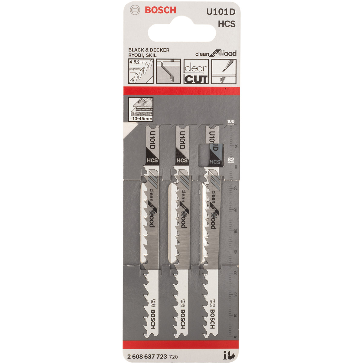 Bosch Stichsägeblatt U 101 D Clean for Wood, 3er-Pack