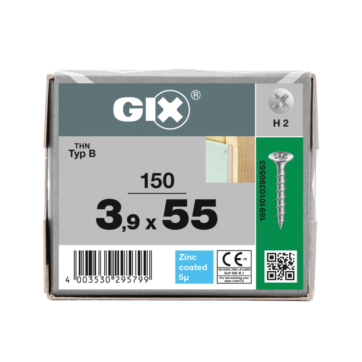SPAX GIX-B Trockenbauschraube für Holz verzinkt 3,9 x 55 mm, 150 Stück