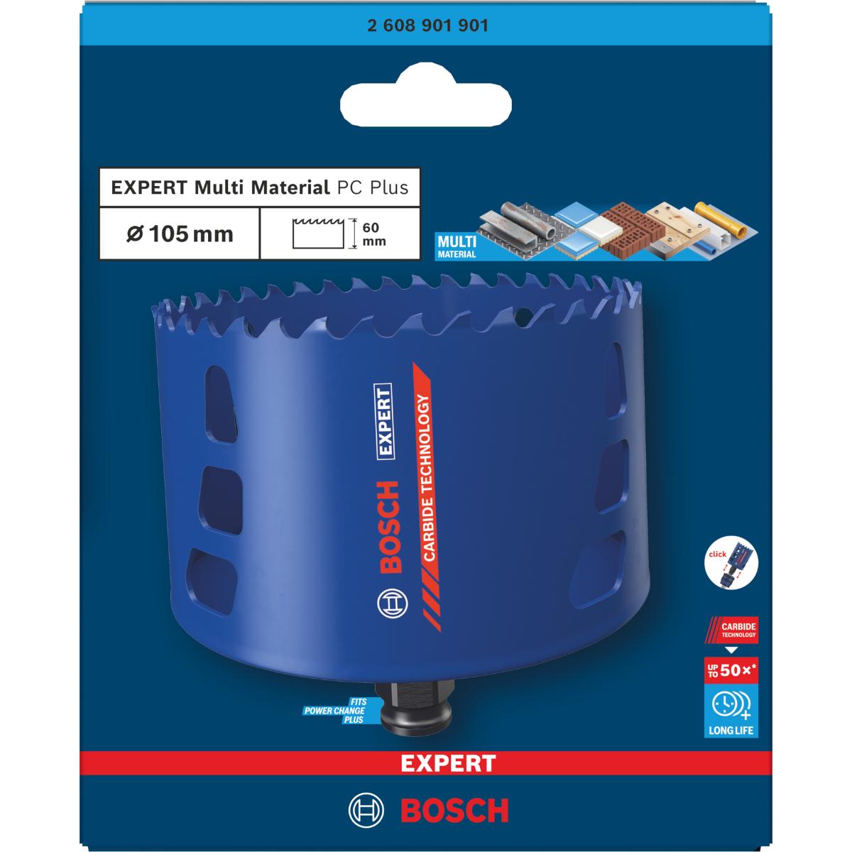 Bosch EXPERT Multi Material Power Change Plus-Lochsäge, 105 x 60 mm