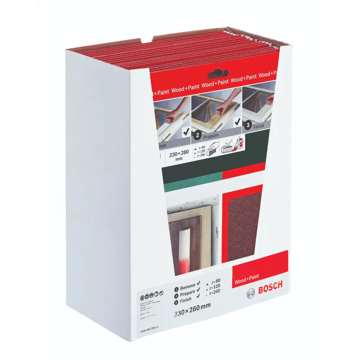 Bosch Handschleifpapier Universal Remove Prepare Finish, 230 x 280 mm, P60/120/240