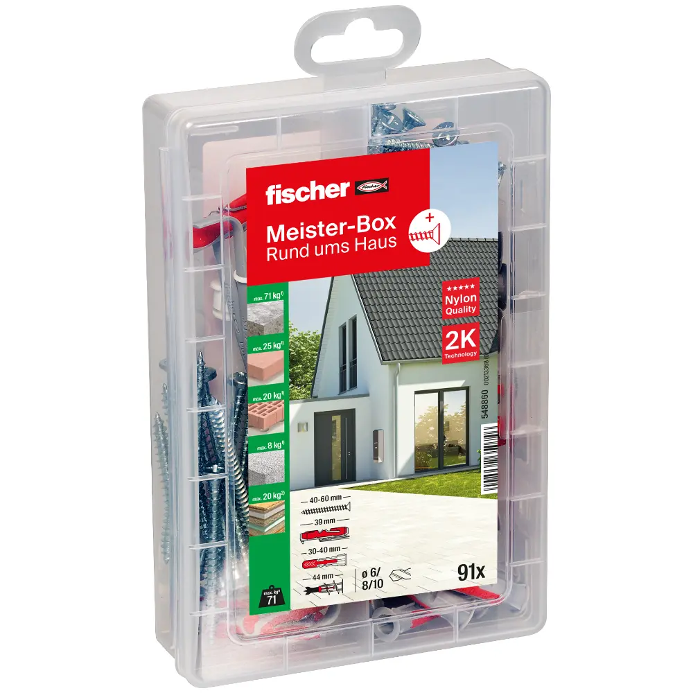 Fischer Dübelsortiment Meister-Box Rund ums Haus + Schrauben (91 Teile)