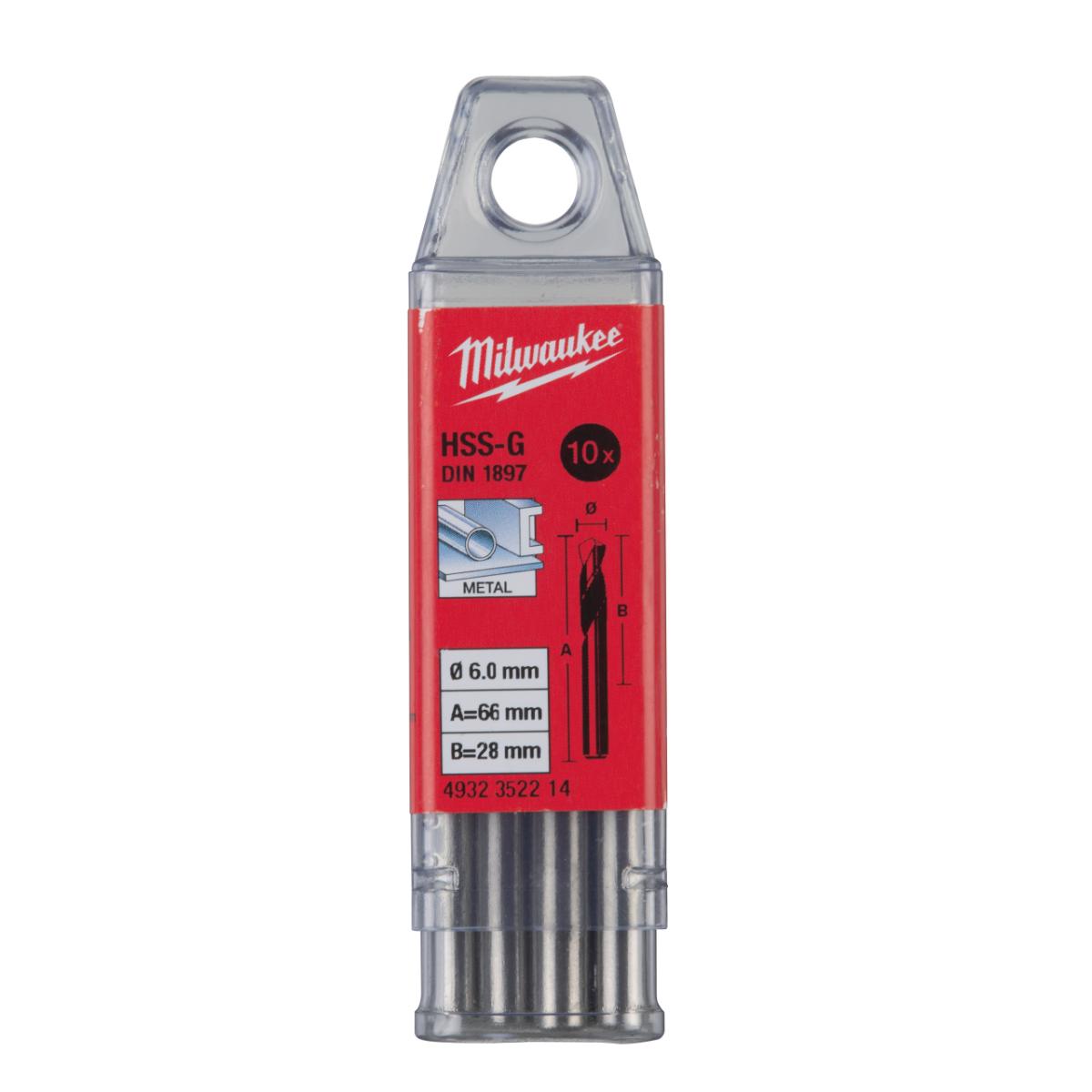 Milwaukee - METALLBOHRER HSS-G KURZ 6.0X66MM (10) - 4932352214