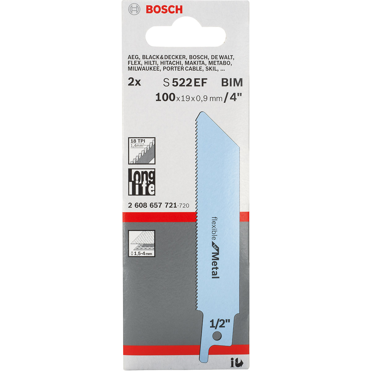 Bosch Säbelsägeblatt S 522 EF, Flexible for Metal