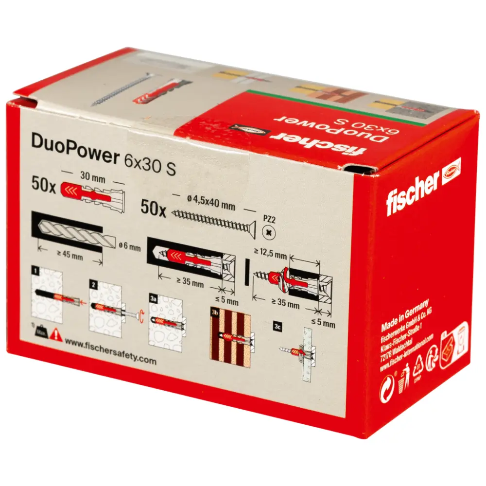 Fischer Universaldübel DuoPower 6x30 S mit Schraube