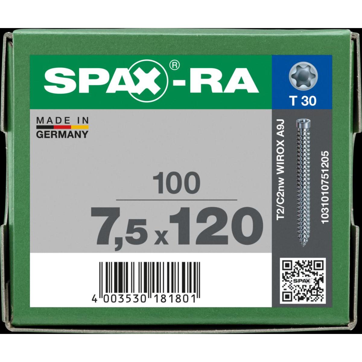 SPAX-Ra Zylinderkopf T-Star Plus T30 Vollgewinde WIROX, 100 Stück