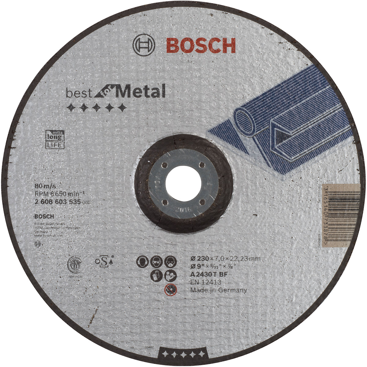 Bosch Schruppscheibe gekröpft Best for Metal A 2430 T BF, 115 mm, 22,23 mm, 7 mm