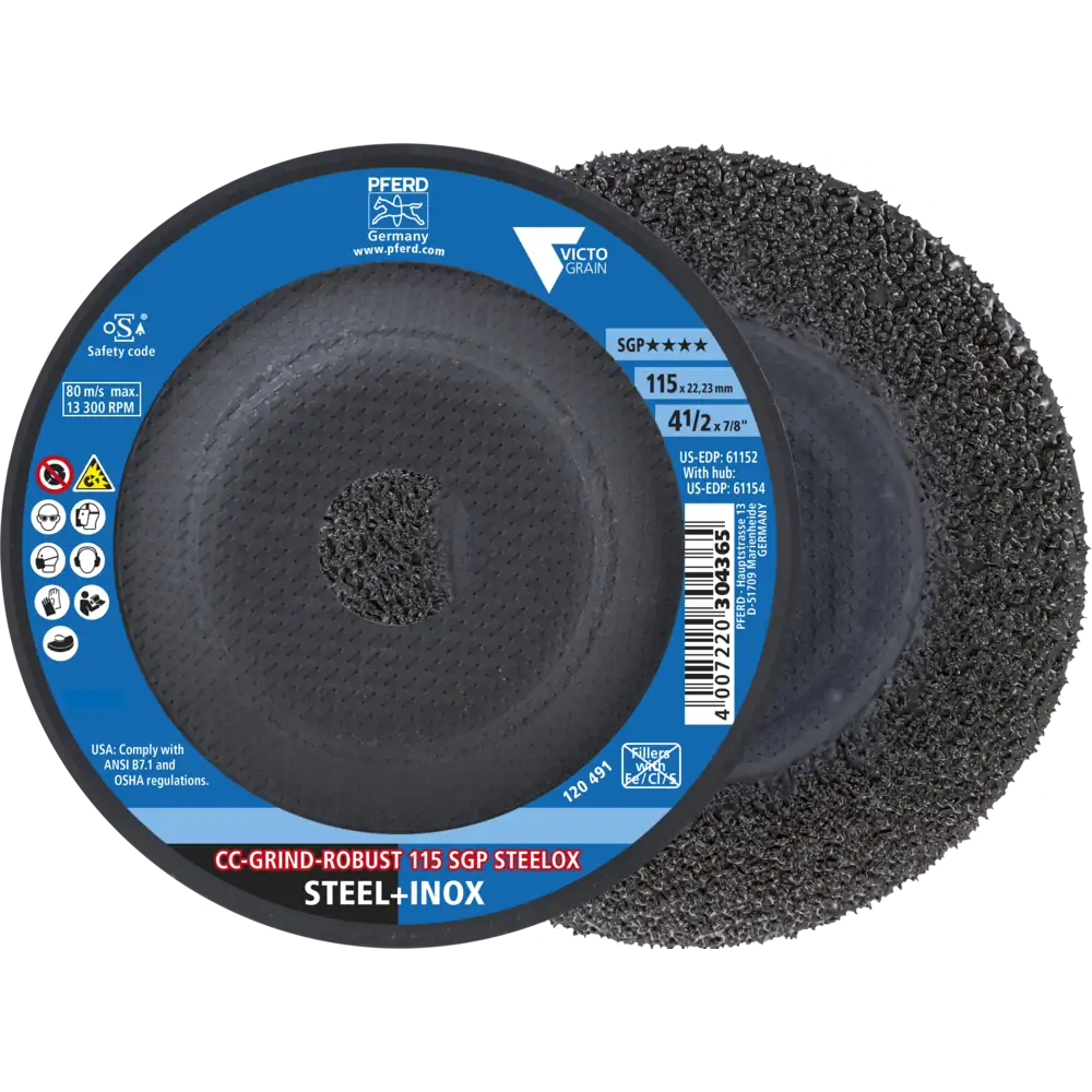 PFERD TOOLS CC-GRIND ROBUST Schleifscheibe Leistungslinie SGP STEELOX für Stahl/Edelstahl