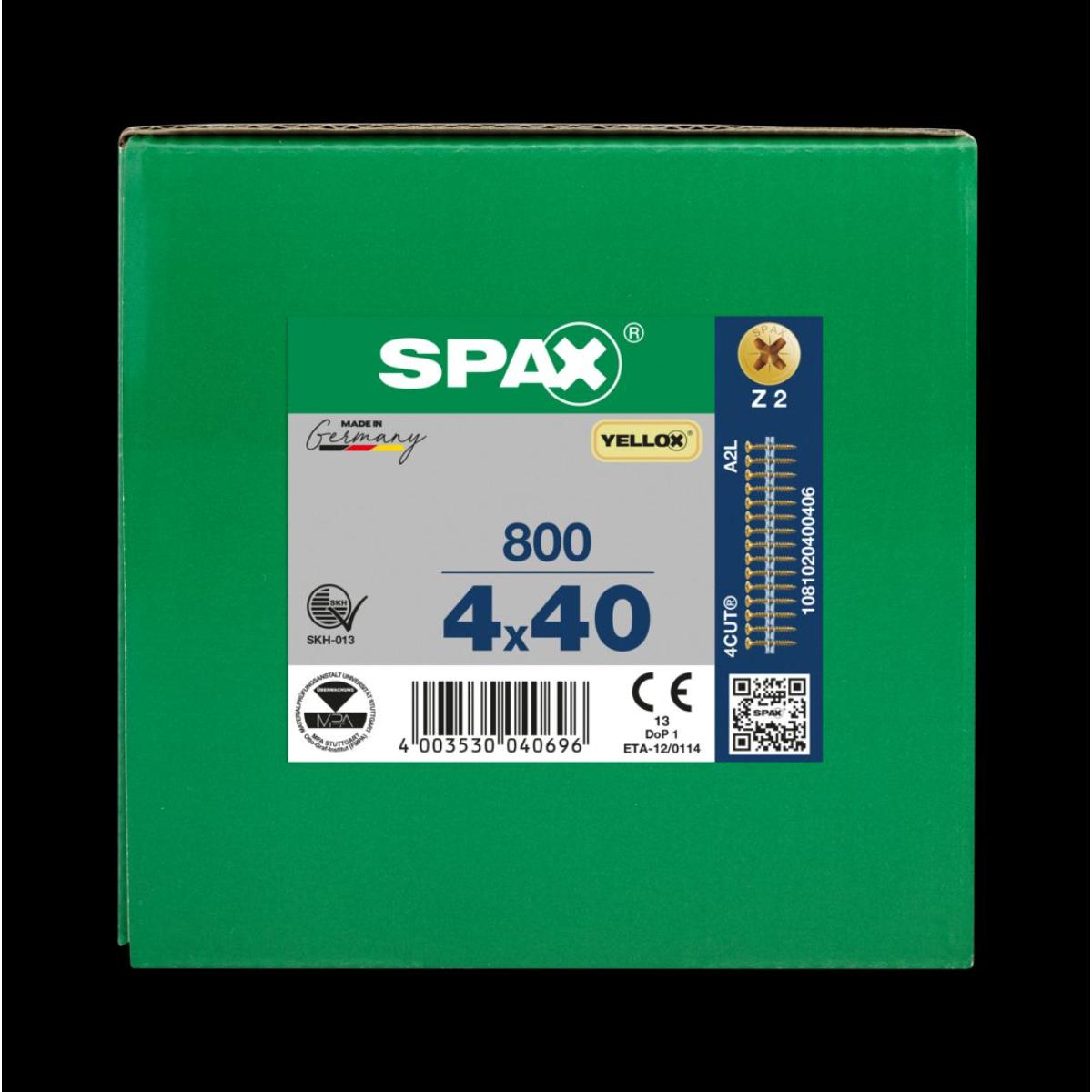 SPAX SENKMULTIKOPF KREUZSCHLITZ Z2 VOLLGEWINDE YELLOX MAGAZINIERT 800 Stück