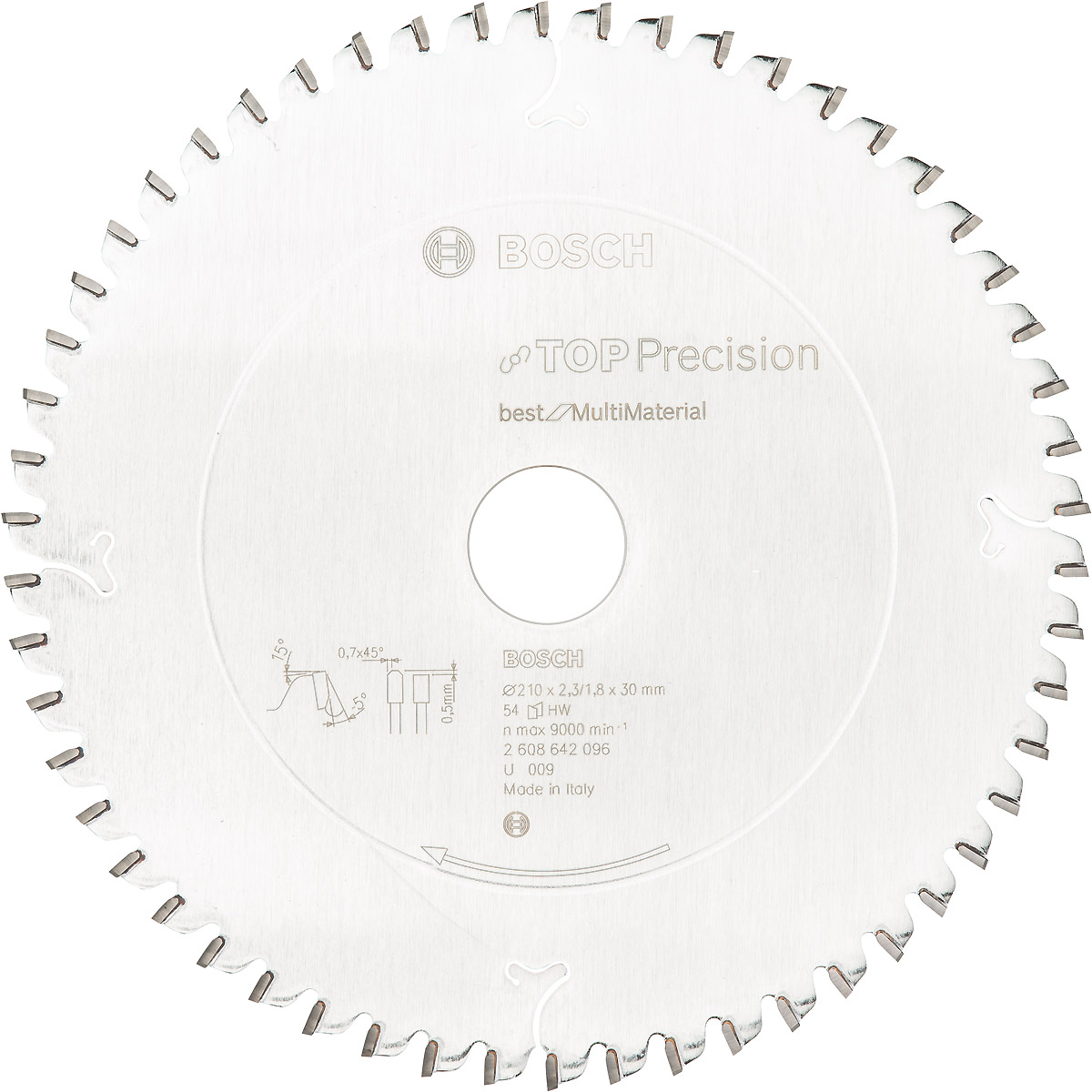 Bosch Kreissägeblatt Top Precision Best for Multi Material, 210 x 30 x 2,3mm, 54 Zähne