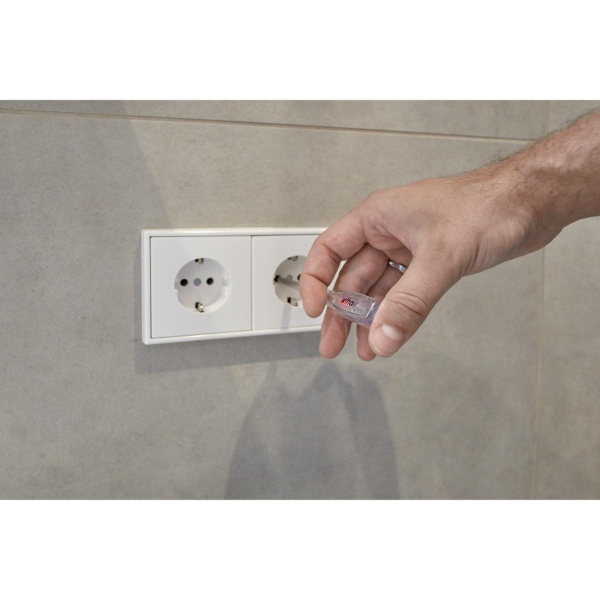 Wiha Spannungsprüfer SoftFinish einpolig, 110 - 250 Volt Schlitz transparent, mit Ansteckclip auf SB-Karte