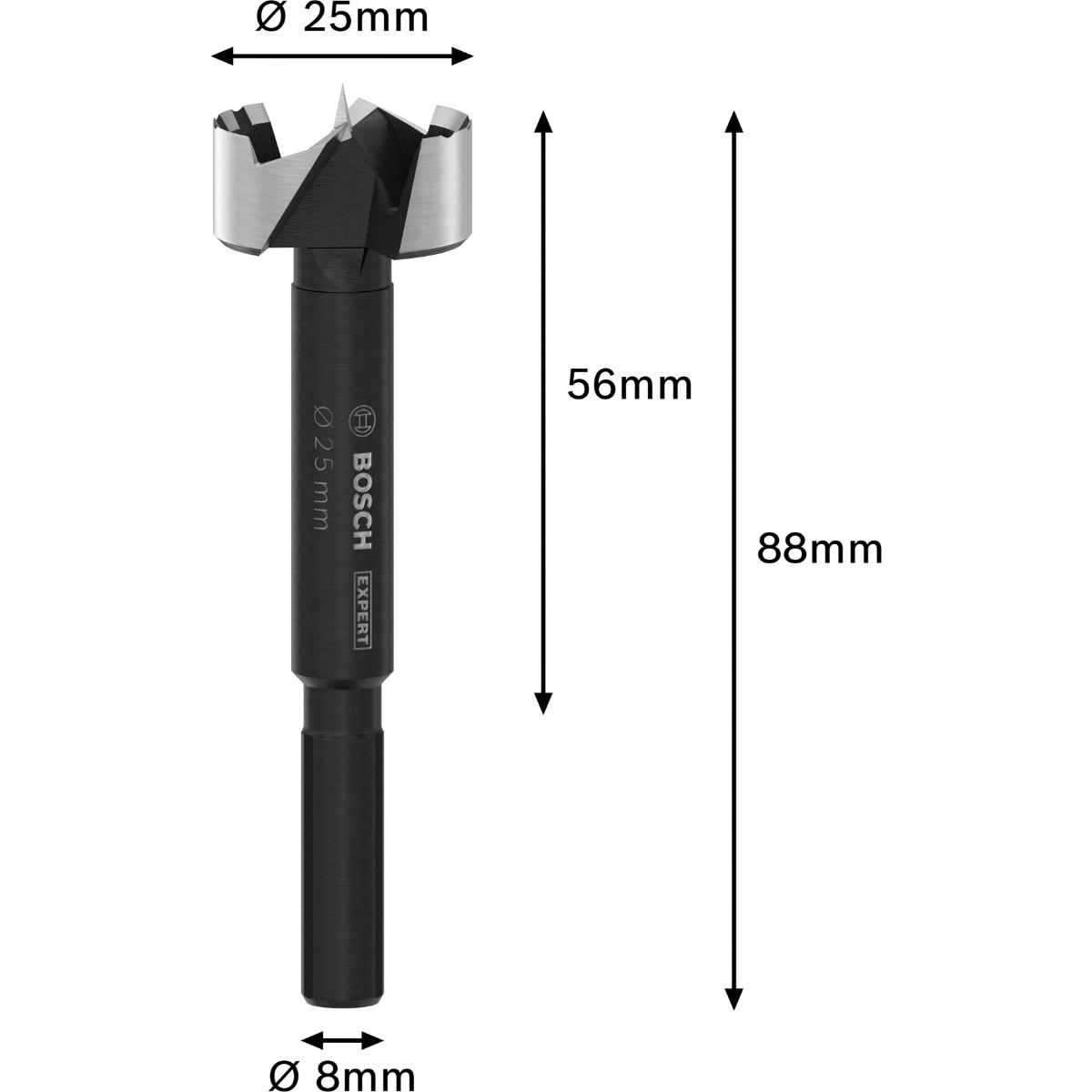 Bosch EXPERT Wood Forstnerbohrer, 25 mm, D8 mm