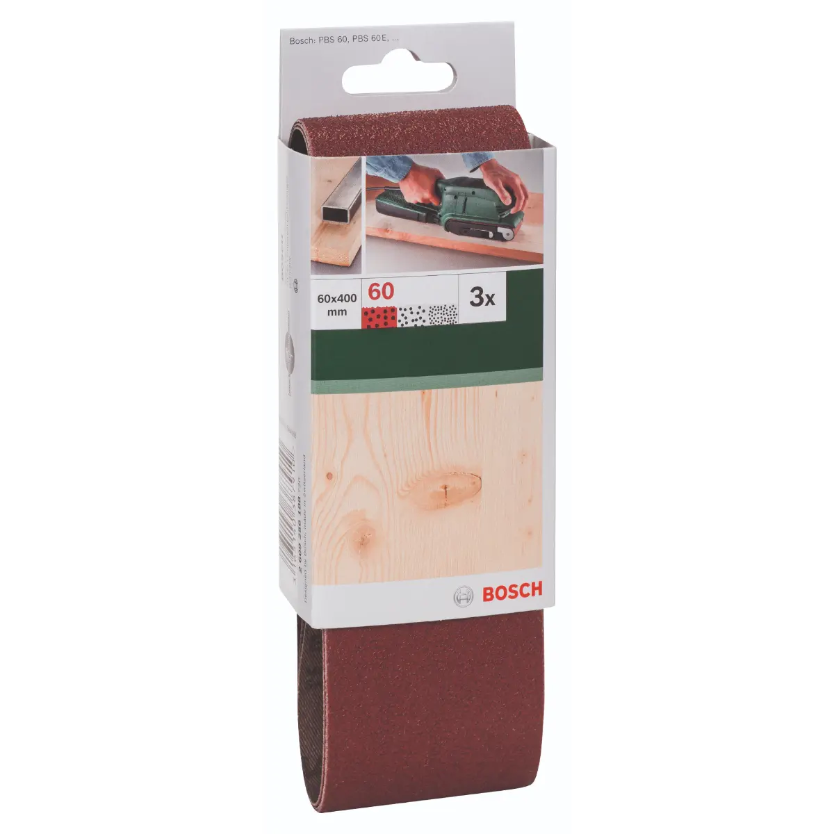 Bosch Schleifband-Set für Bandschleifer, rote Qualität K=60, 60 x 400 mm, 3-tlg.