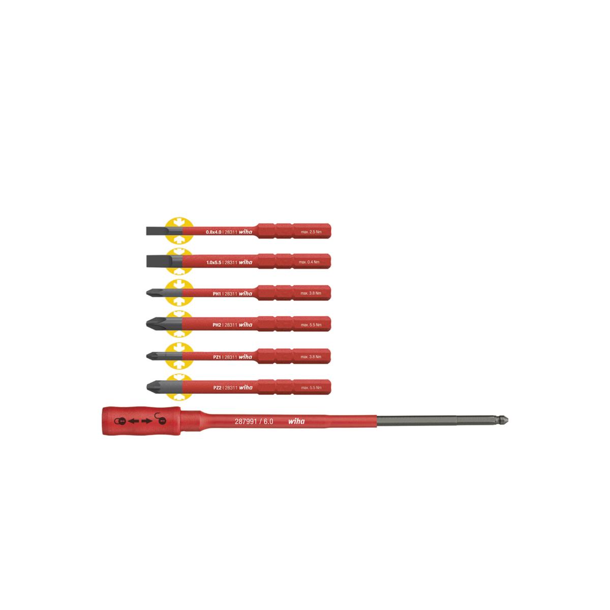 Wiha Bit Set slimBit electric gemischt mit slimBit Halter 7-teilges Set