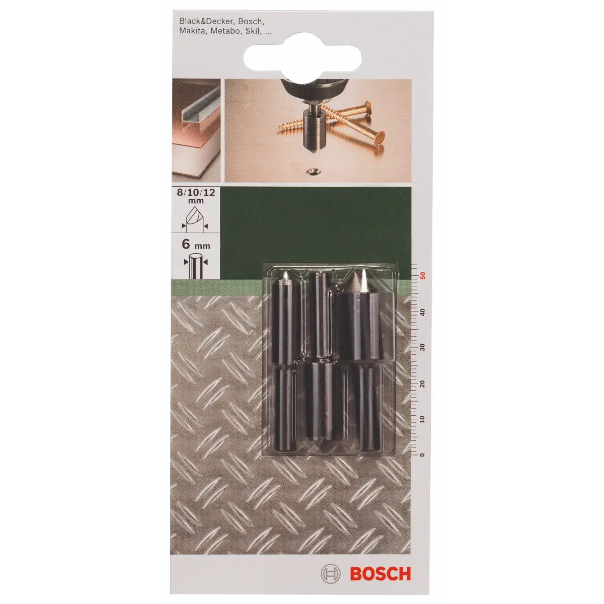 Bosch Kegelsenker-Set 1-Schneiden 8,0, 10,0, 12,0 mm, 3-tlg.