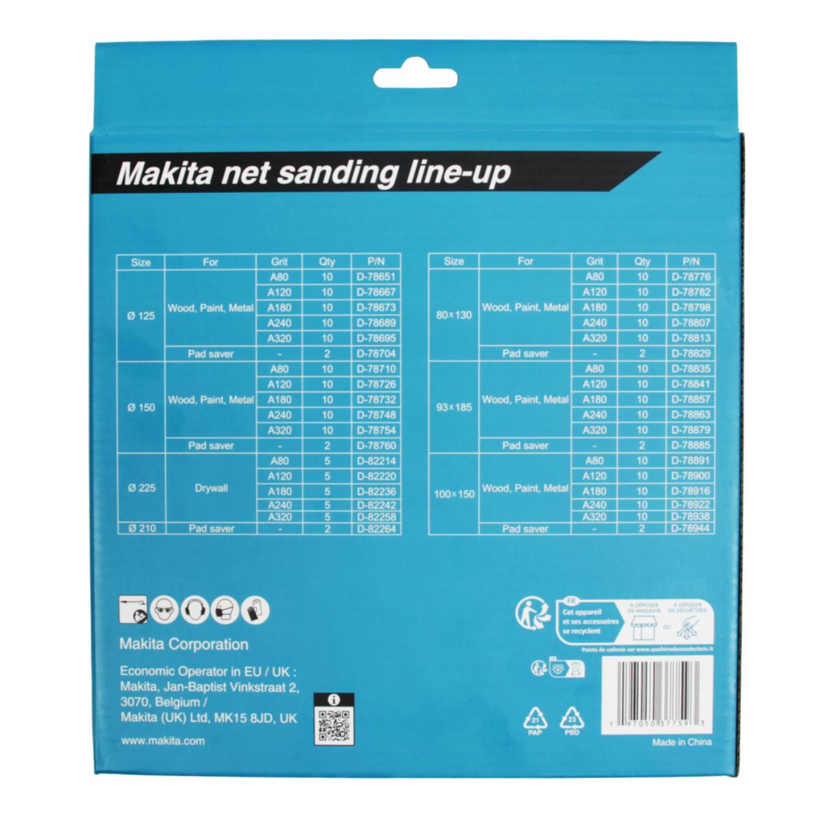 Makita Netzschleifmittel 21-tlg. Ø 225 mm Körnung A80 - A240 Klett Gitter, 21-teilges Set