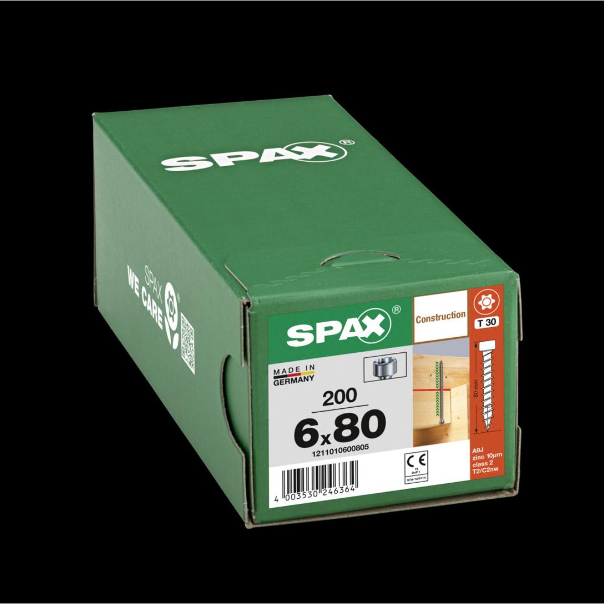 SPAX Zylinderkopf T-Star Plus T30 Vollgewinde WIROX, 200 Stück