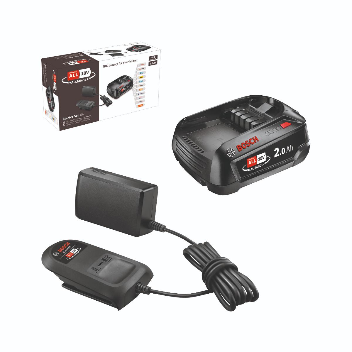Bosch Starter-Set 18V Alliance, 1 x Akku PBA 18V 2.0Ah + Ladegerät AL 18V-20