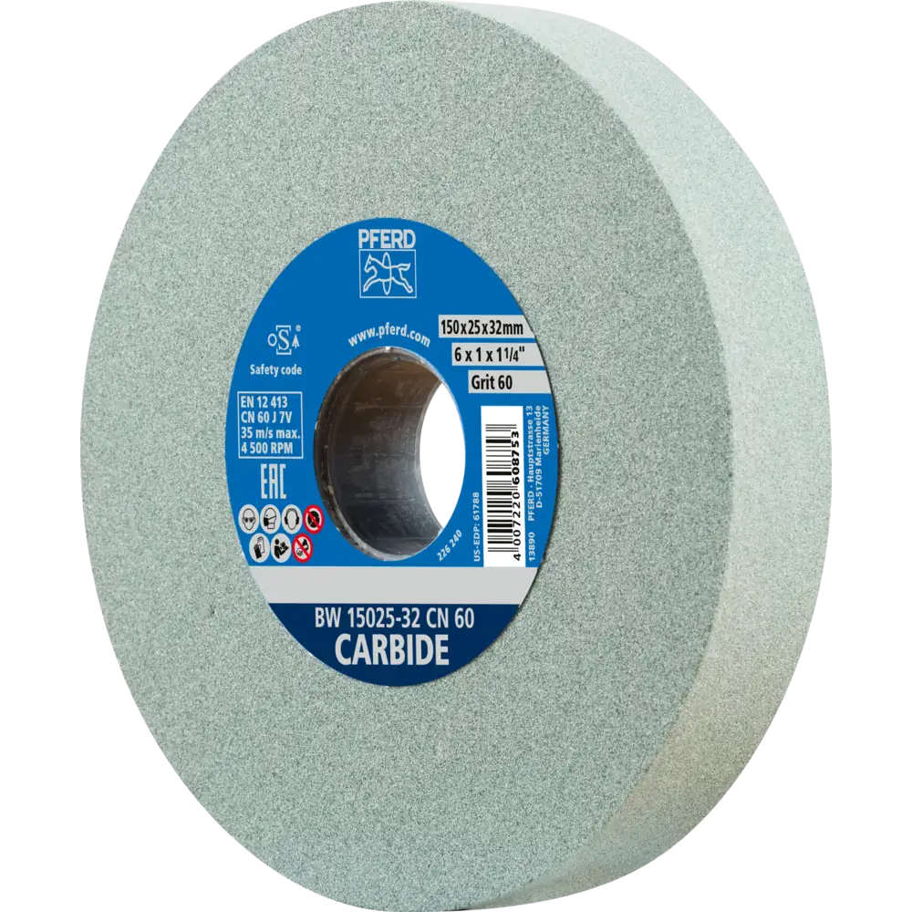 PFERD TOOLS Schleifbockscheibe Ø 150x25mm Bohrung-Ø 32mm C60 für harte Materialien z.B. Hartmetall