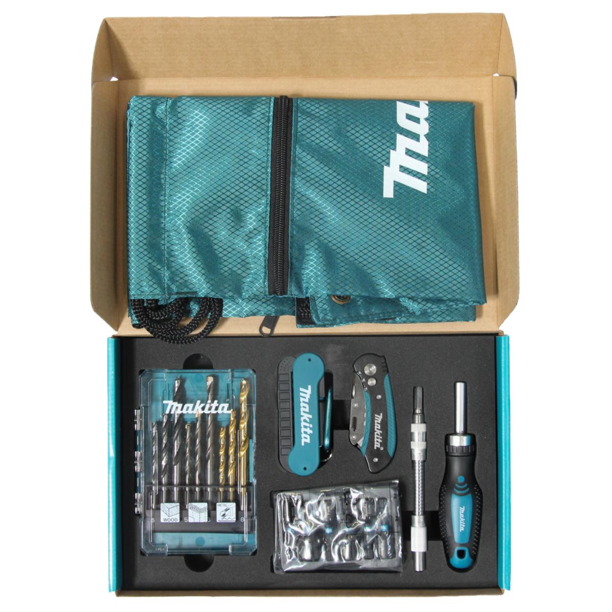 Makita Handwerker 29-teilges Set Bohrer-Set Bit-Set Steckschlüsseleinsätze Schraubendreher Klappmesser