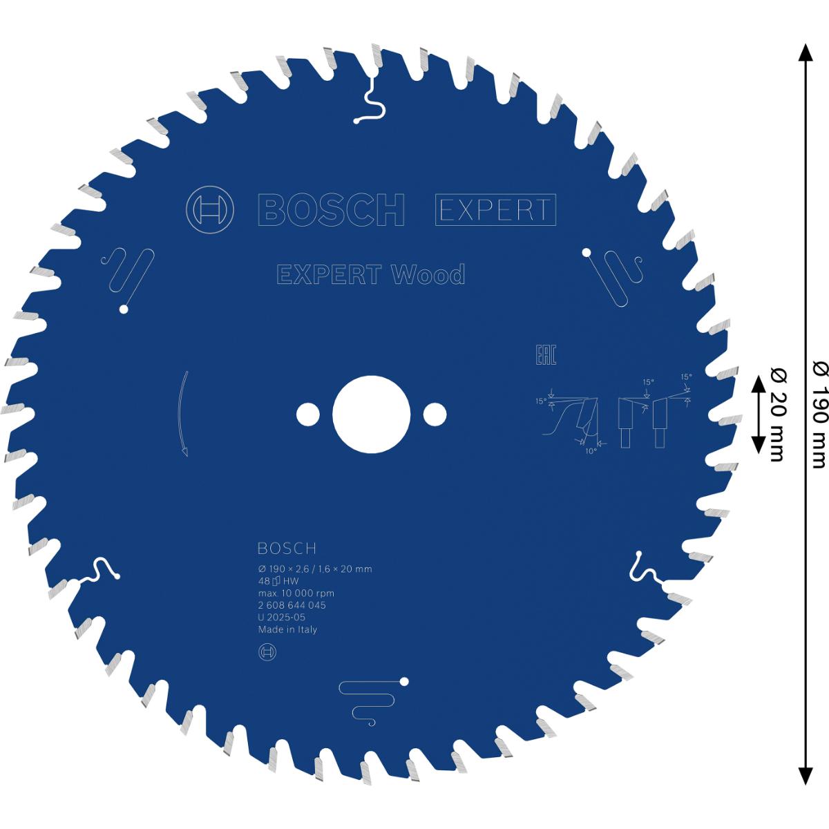 Bosch Kreissägeblatt Expert for Wood ø 190 mm, Bohrung 20 mm