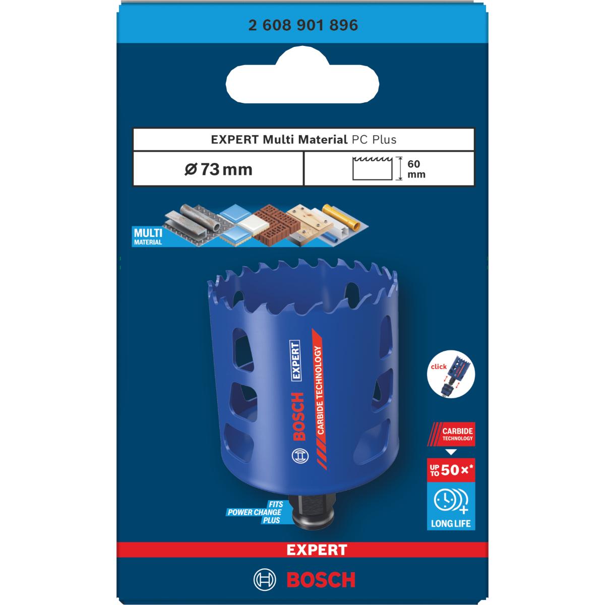 Bosch EXPERT Multi Material Power Change Plus-Lochsäge, 73 x 60 mm