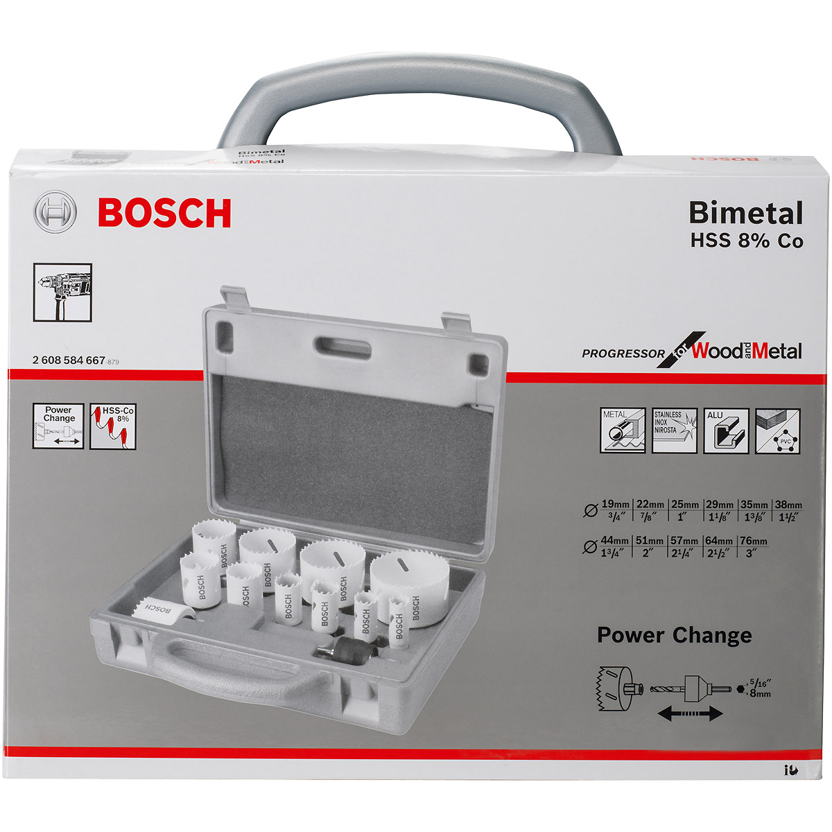 Bosch 14tlg. Lochsägen-Set Progressor. Für Bohrmaschinen/Schrauber