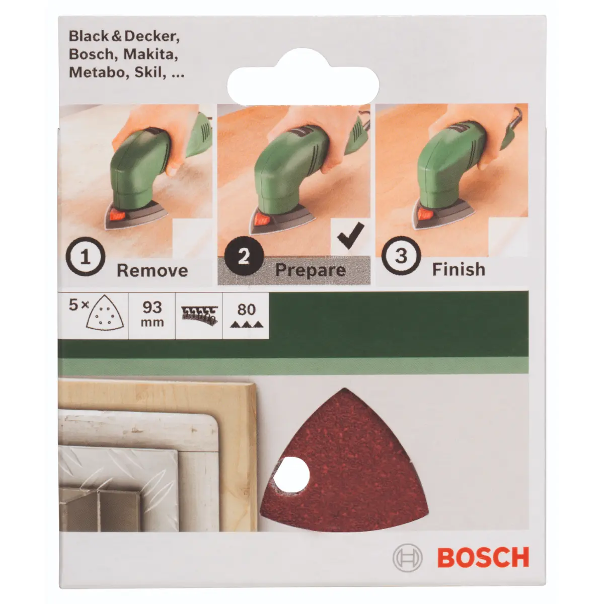 Bosch Schleifblatt-Set für Deltaschleifer K=80, 93 mm, 5-tlg.