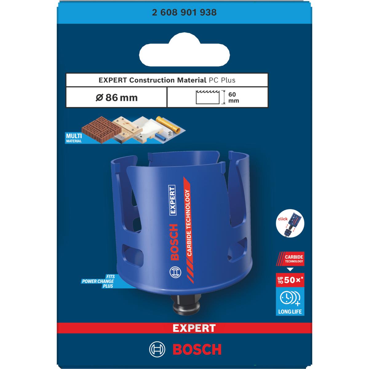 Bosch EXPERT Construction Material Power Change Plus Lochsäge, 86 x 60 mm
